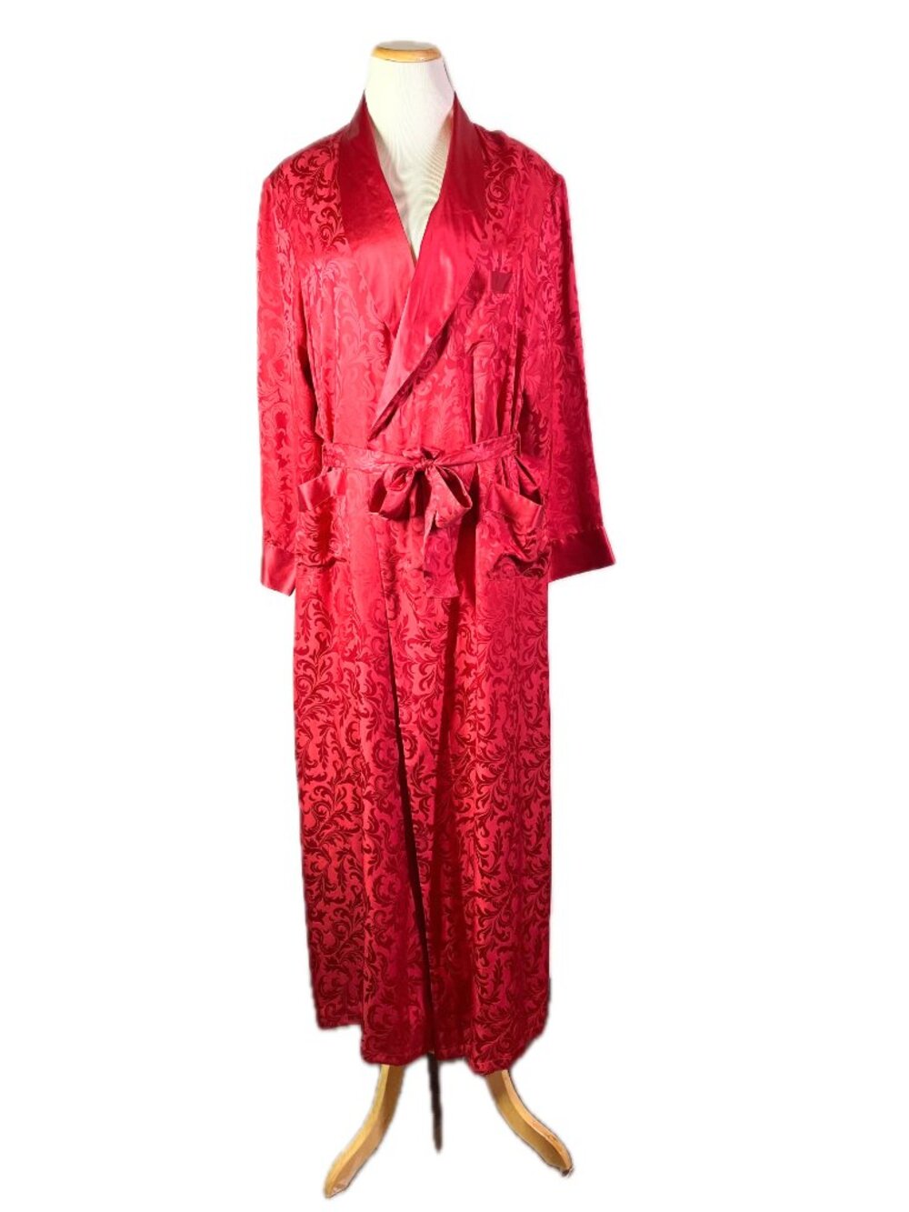 Vintage Treesha Red Silk Robe Sash Tie